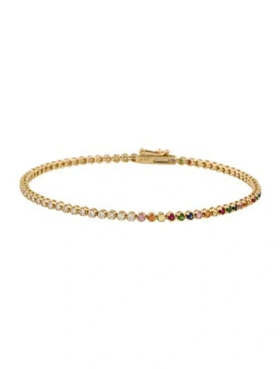 Pre-owned Bracelet 14k Multistone Link , 6.5"