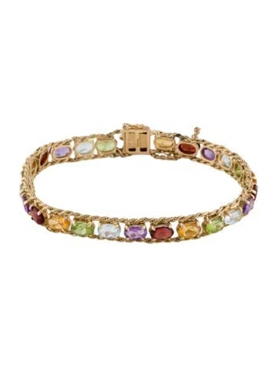 Pre-owned Bracelet 14k Multistone Link , 6.75"
