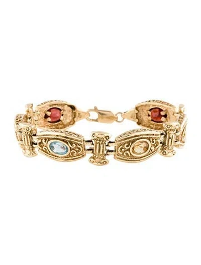 Pre-owned Bracelet 14k Multistone Link , 7"