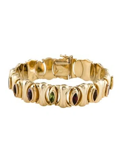 Pre-owned Bracelet 14k Multistone Link , 7"
