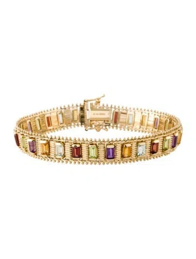 Pre-owned Bracelet 14k Multistone Link , 7.5"