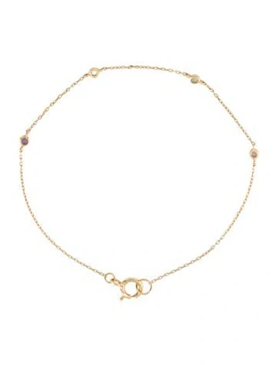 Pre-owned Bracelet 14k Multistone Station , 6"