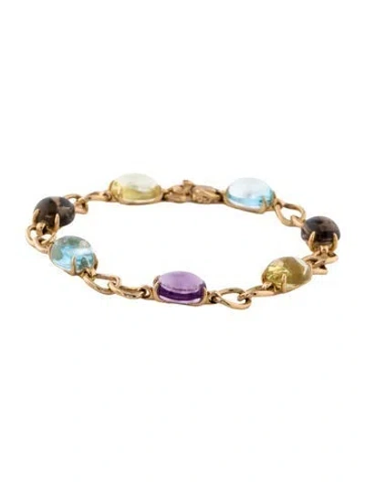 Pre-owned Bracelet 14k Multistone Station , 6.5"