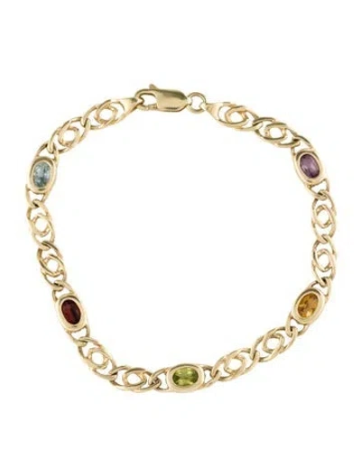 Pre-owned Bracelet 14k Multi-stone Station , 6.75"