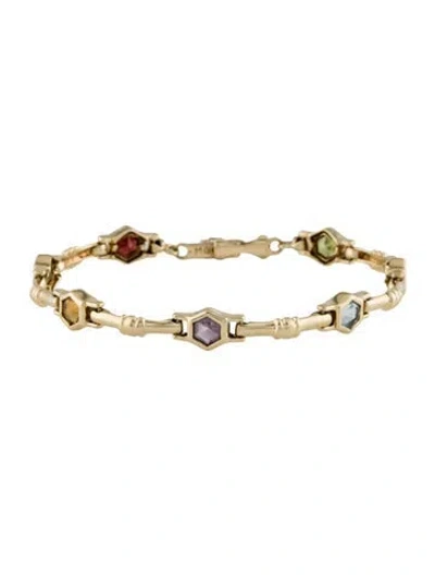 Pre-owned Bracelet 14k Multistone Station , 7"