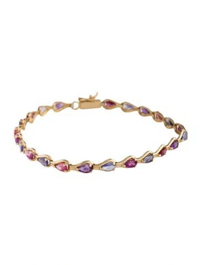 Pre-owned Bracelet 14k Multistone Tennis Link , 7.25"