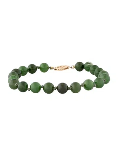 Pre-owned Bracelet 14k Nephrite Bead , 6.75" In Multi