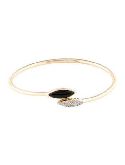 Pre-owned Bracelet 14k Onyx & Diamond Flex Cuff , 6" In Multi