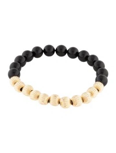 Pre-owned Bracelet 14k Onyx Bead , 6.25" In Multi