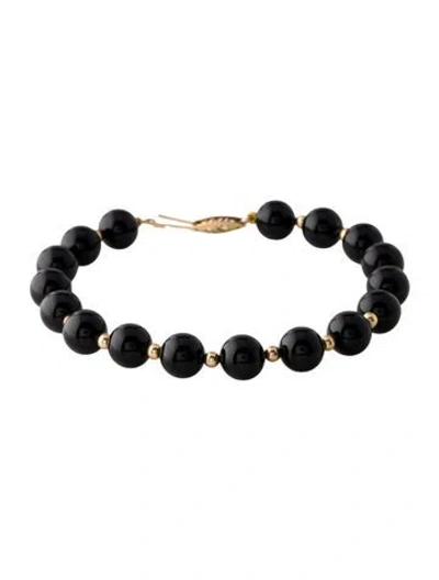 Pre-owned Bracelet 14k Onyx Bead , 6.75" In Black