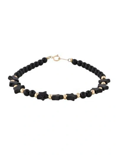 Pre-owned Bracelet 14k Onyx Bead , 7" In Multi