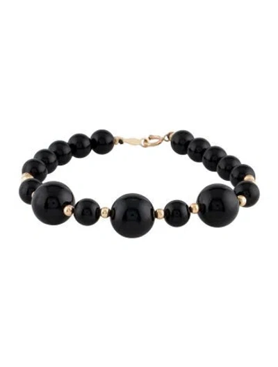 Pre-owned Bracelet 14k Onyx Bead , 7" In Multi