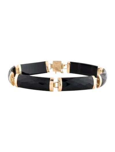 Pre-owned Bracelet 14k Onyx Link , 7.25" In Multi