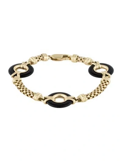 Pre-owned Bracelet 14k Onyx Station , 6.25" In Multi