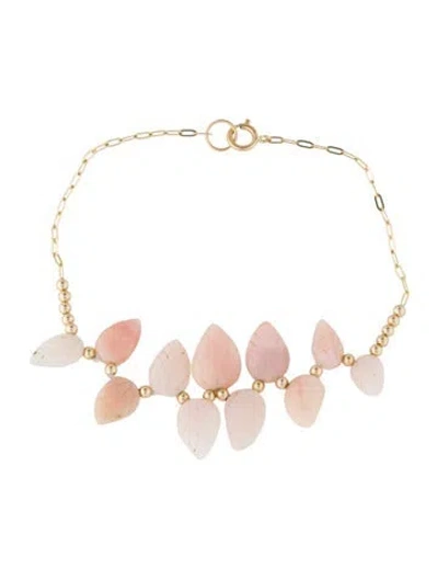 Pre-owned Bracelet 14k Opal Leaf Station , 7.5" In Multi
