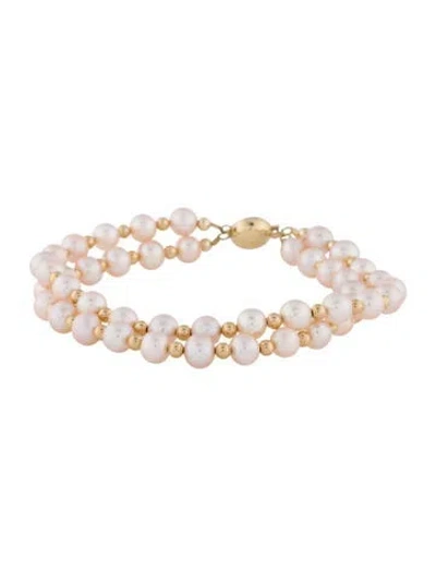 Pre-owned Bracelet 14k Pearl & Bead Double Strand  In Multi