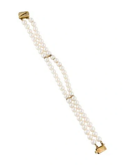 Pre-owned Bracelet 14k Pearl & Diamond Multistrand