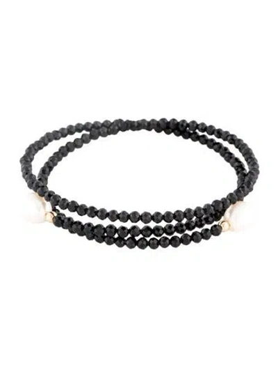 Pre-owned Bracelet 14k Pearl & Diamond Wrap , 6.75" In Multi