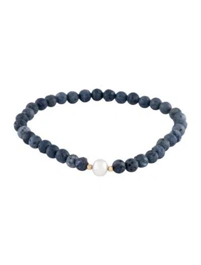 Pre-owned Bracelet 14k Pearl & Dyed Coral Bead , 7" In Multi