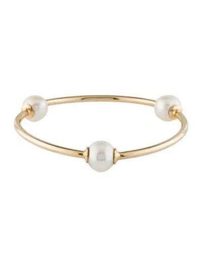 Pre-owned Bracelet 14k Pearl Bangle, 7.5" In Multi