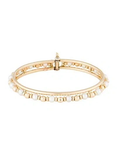 Pre-owned Bracelet 14k Pearl Bangle , 6.25" In Multi