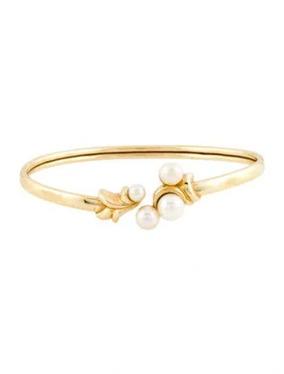 Pre-owned Bracelet 14k Pearl Bangle , 6.75" In Multi