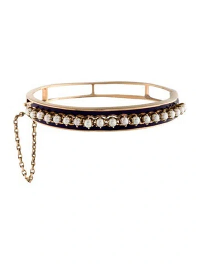 Pre-owned Bracelet 14k Pearl Bangle , 7" In Multi