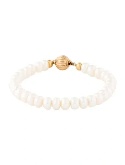 Pre-owned Bracelet 14k Pearl Bead , 6.25" In Multi