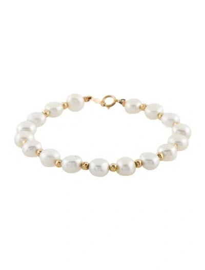 Pre-owned Bracelet 14k Pearl Bead , 6.25" In Multi
