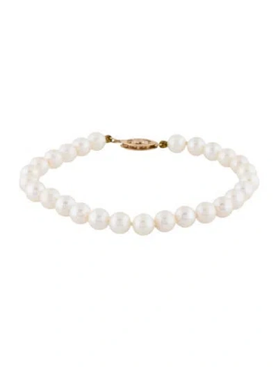 Pre-owned Bracelet 14k Pearl Bead , 6.5" In Multi