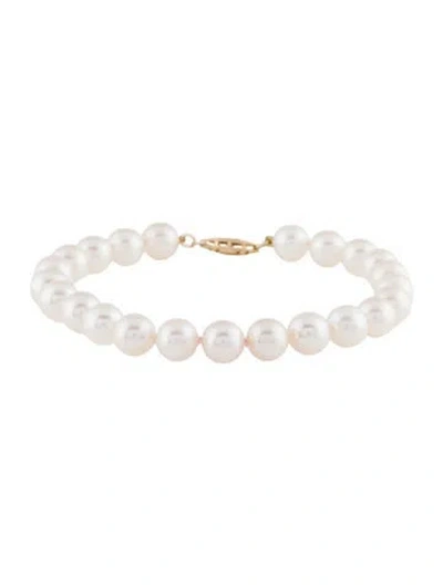 Pre-owned Bracelet 14k Pearl Bead , 6.5" In Multi