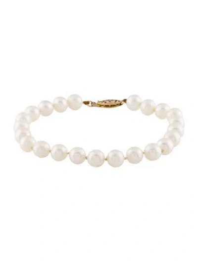 Pre-owned Bracelet 14k Pearl Bead , 7" In Multi