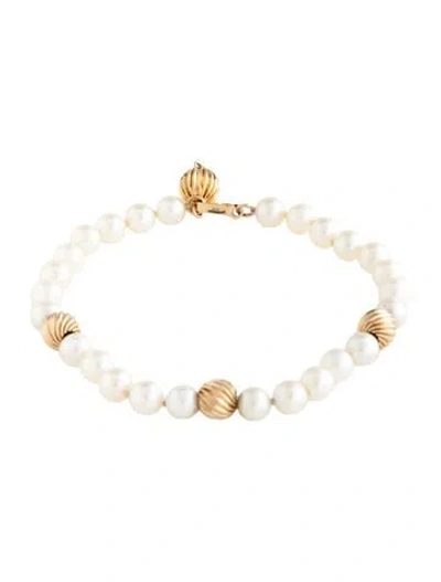 Pre-owned Bracelet 14k Pearl Bead , 7" In Multi
