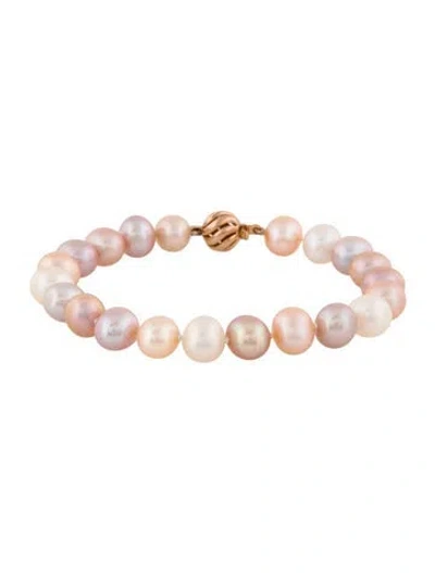 Pre-owned Bracelet 14k Pearl Bead , 7" In White