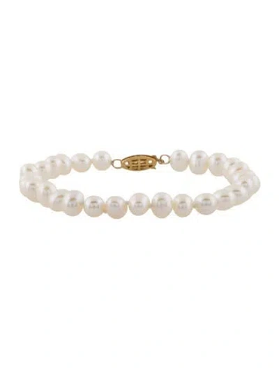 Pre-owned Bracelet 14k Pearl Bead Strand, 7" In Multi