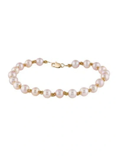 Pre-owned Bracelet 14k Pearl Bead Strand , 7" In Multi