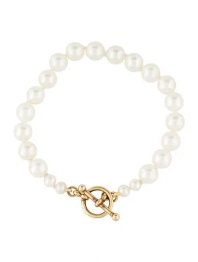 Pre-owned Bracelet 14k Pearl Beaded , 6" In Multi