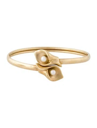 Pre-owned Bracelet 14k Pearl Cuff , 6.75" In Multi