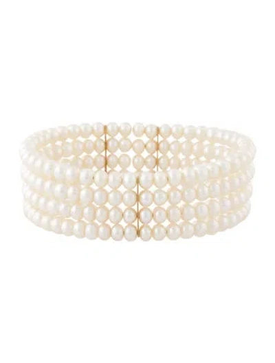 Pre-owned Bracelet 14k Pearl Cuff , 7.25" In Multi