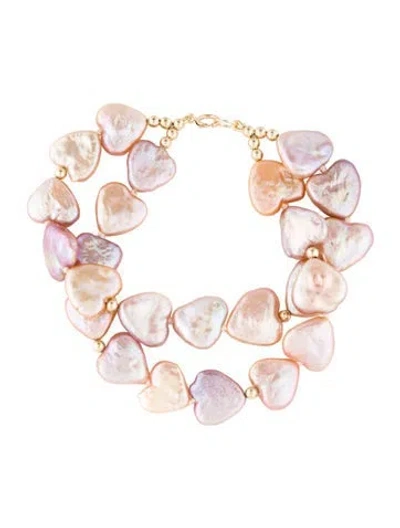 Pre-owned Bracelet 14k Pearl Double Strand Bead , 7" In Multi