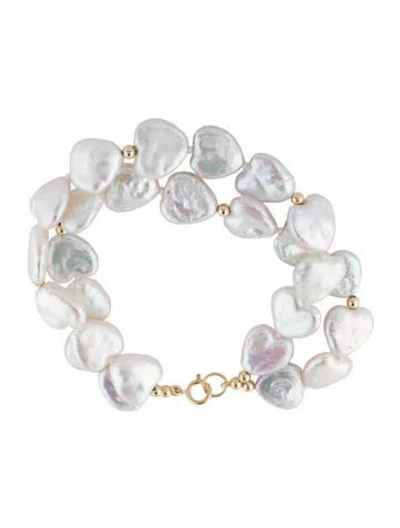 Pre-owned Bracelet 14k Pearl Double Strand , 6.75" In Multi