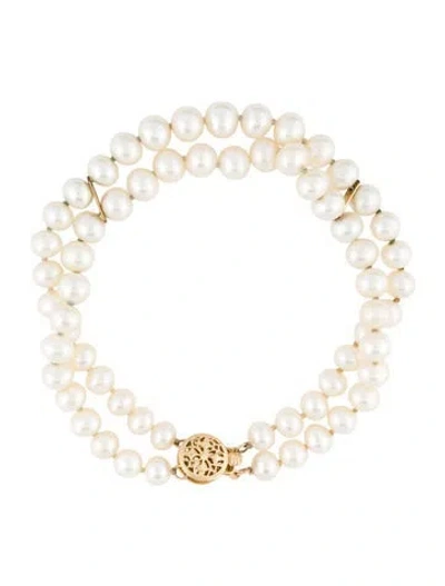 Pre-owned Bracelet 14k Pearl Double Strand , 6.75" In Multi