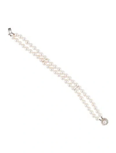 Pre-owned Bracelet 14k Pearl Flower Clasp  In Multi