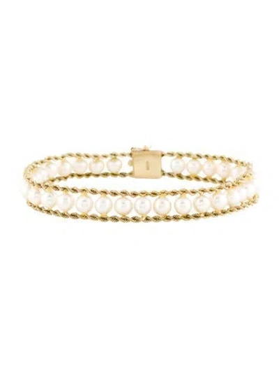 Pre-owned Bracelet 14k Pearl Link , 6.75" In Multi
