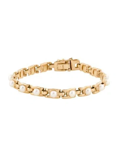 Pre-owned Bracelet 14k Pearl Link , 7.25" In Multi