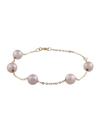 Pre-owned Bracelet 14k Pearl Station , 6.75" In Multi