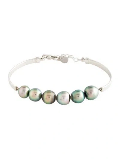 Pre-owned Bracelet 14k Pearl Station , 7" In Multi