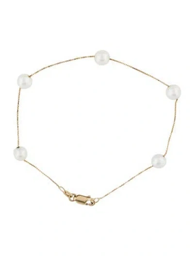 Pre-owned Bracelet 14k Pearl Station , 7.5" In Multi