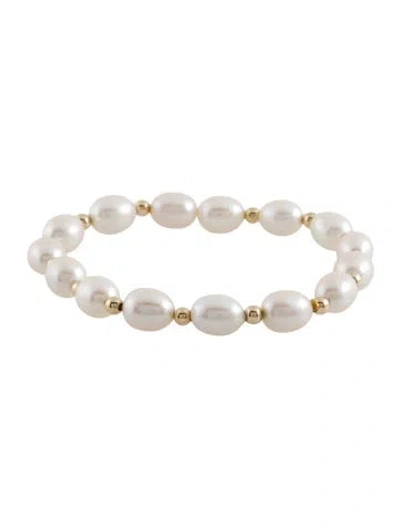 Pre-owned Bracelet 14k Pearl Stretch , 7.25" In Multi