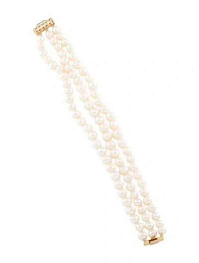 Pre-owned Bracelet 14k Pearl Triple Strand , 6.75" In Multi